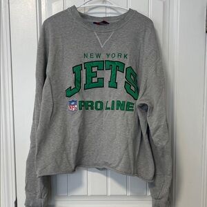 Champion Gray Sweatshirt with Green Jets Design